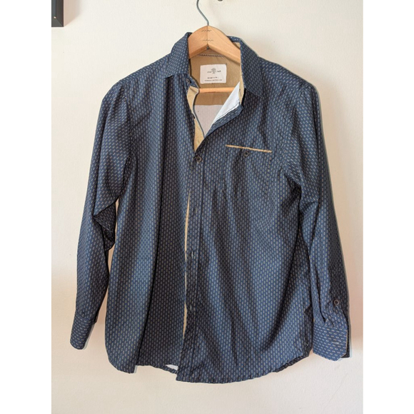 Craft + Flow Other - Boys CRAFT+FLOW Blue Tan Dotted Button Down Shirt Size L (14/16)